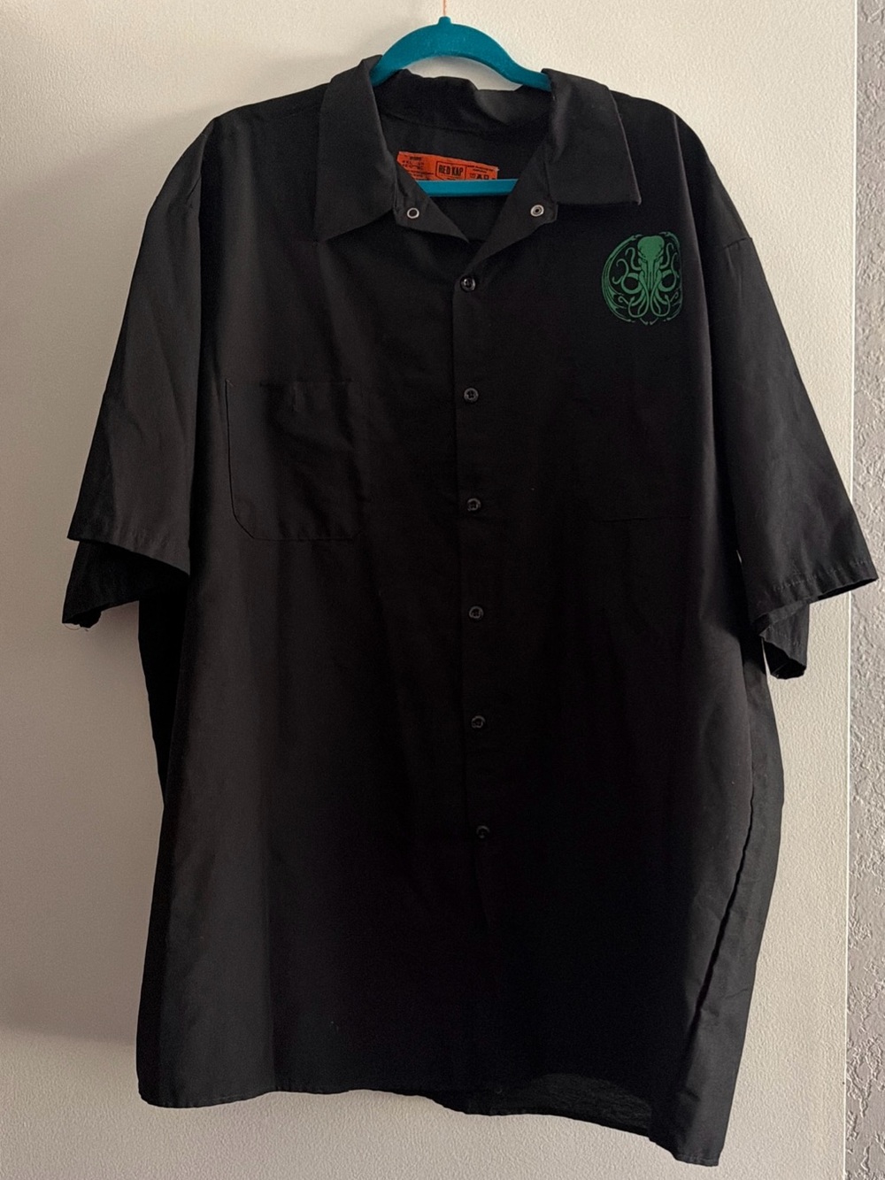 Cthulhu Awakens Button Up Black 2 Pocket Shirt Men’s 4xL Red Kap Graphic Game
